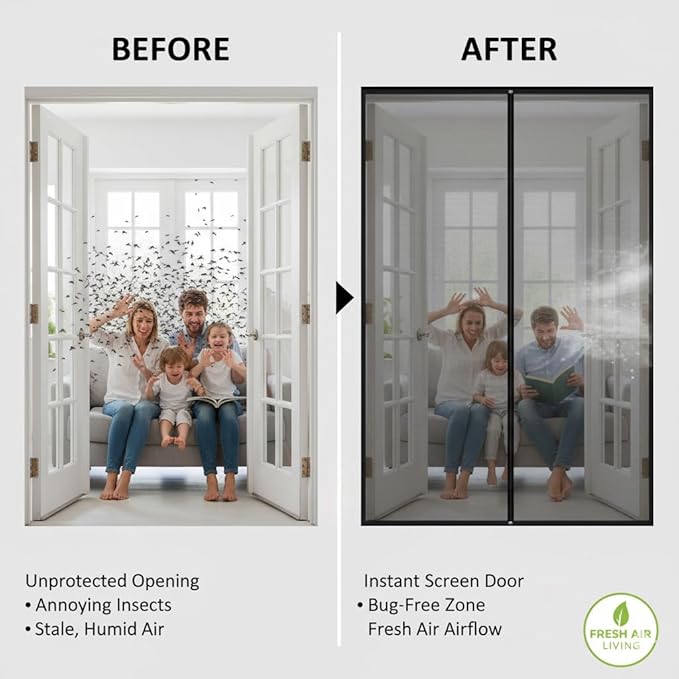 Premium Magnetic Screen Door, Heavy-Duty Reinforced Mesh, Ultra-Dense Weave - Image 5