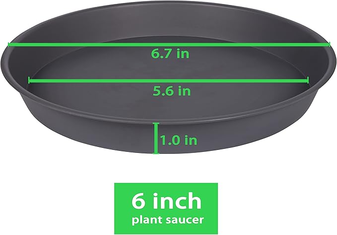 6 Pack Planter Saucer Tray Gray, 4 6 8 10 12 13 15 17 19 inch Pot Saucers - Image 2