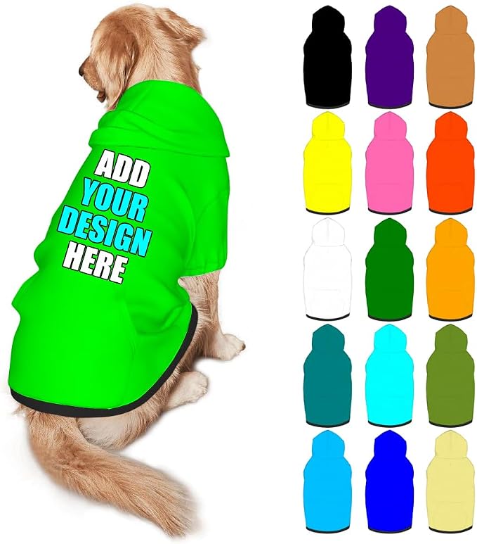 Custom Dog Hoodie Personalized Photo Text Logo Name Dog Clothes, Soft & Warm by Mynvzrk