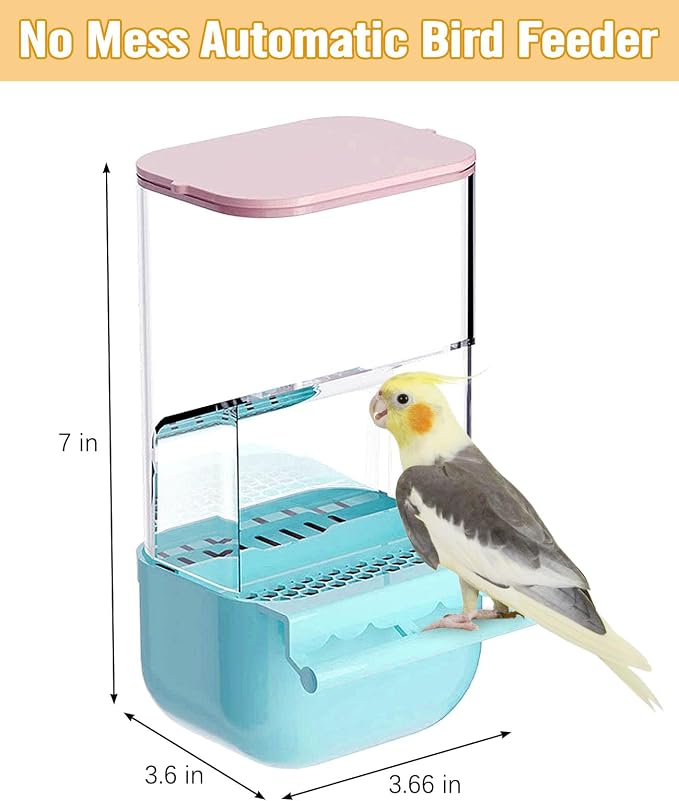 BNOSDM No Mess Bird Cage Feeders Automatic Bird Feeder Parrot Cage Accessories - Image 7