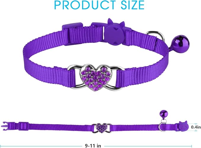 2 Pcs Cat Collars Heart Bling Breakaway - Image 6