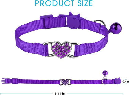 2 Pcs Cat Collars Heart Bling Breakaway - Image 6