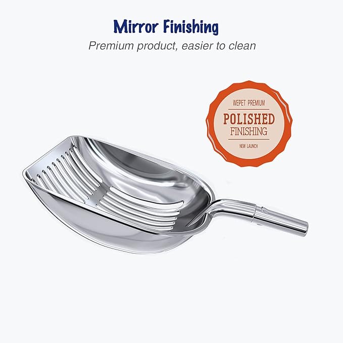 WePet Cat Litter Scoop, Aluminum Alloy Sifter, Kitty Metal Scooper, Deep Shovel - Image 2
