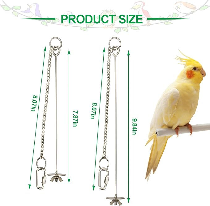 2 Pcs Chain Clauses Bird Cage Food Holder Stainless Steel Parrot Fruit & - Image 2