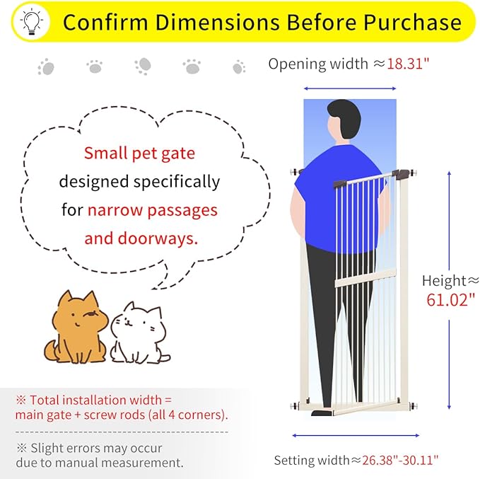 Lumizone Extra Tall Cat Gate 61.02" High Pressure Mounted Extra Wide - Image 2