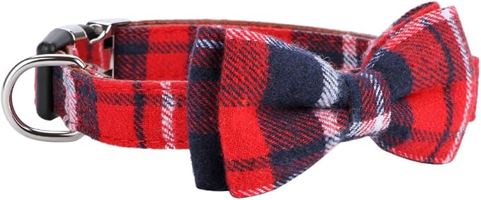 Faleela Soft &Comfy Bowtie Christmas Dog Collar, Detachable and Adjustable Bow - Image 3