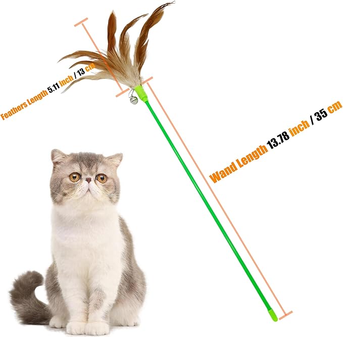 Interactive Cat Wand Feather Toys, 10 Pieces Feathers Stick Cat Toys - Image 4
