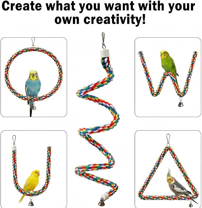 79'' Bird Perch, Bird Rope Perch & Birds Swing Set, Bird perches - Image 5
