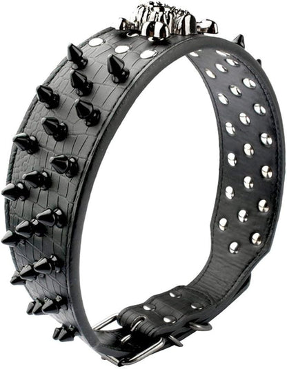 Serijoars Spiked Studded Dog Collar, PU Leather Dog Collar, Adjustable Pet - Image 4