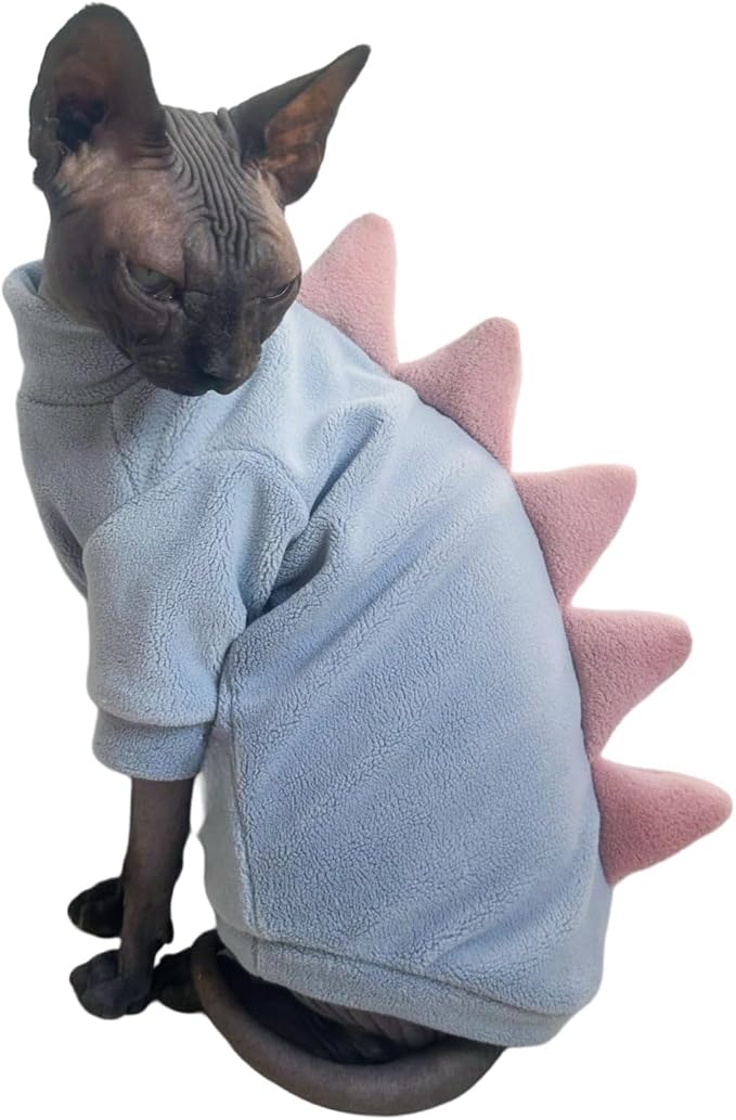 Dinosaur Sphynx Cat Clothes, Soft Polar Fleece Sweater - Image 3