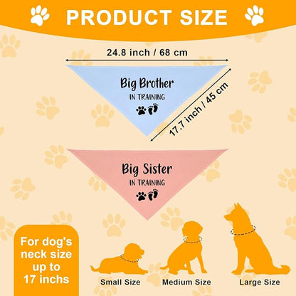 2 Pack Dog Bandana Pregnancy Announcement, Big Brother Sister in Training - Image 2