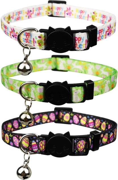 3 Pack Easter Cat Collar with Bell Breakaway Adjustable by Lamphyface