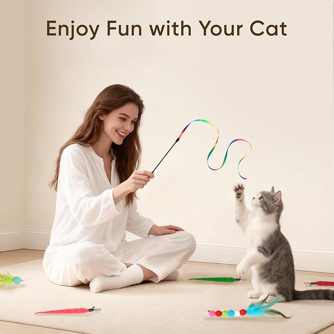 Cat Toys for Indoor Cats, 13 Packs Interactive Cat Wand Toy Set - Image 8