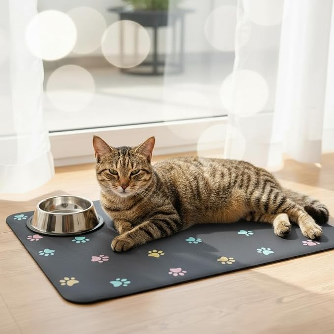 Cat Food Mat Absorbent Dog Mat for Food and Water Non Slip Quick Dry Dog Bowl - Image 2