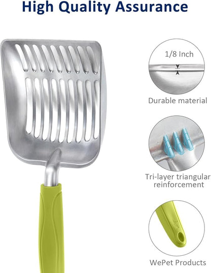 WePet Cat Litter Scoop, Aluminum Alloy Sifter, Kitty Metal Scooper, Deep Shovel - Image 4