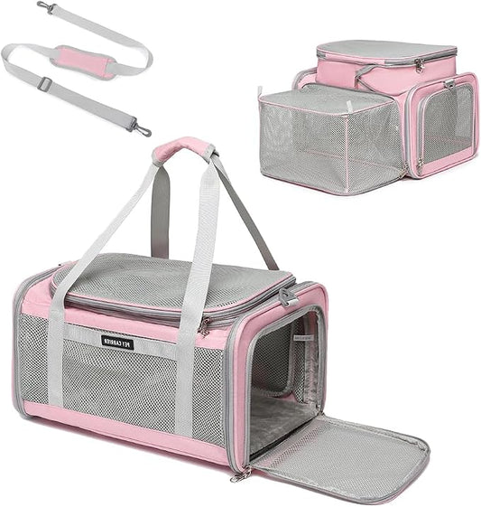 Airline Approved Pet Carrier for Cats and Small Dogs up to 15 lbs, Breathable by ioviewforpet