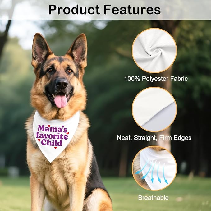 Mama's Favorite Child White Dog Bandana, Funny Photo Prop Pet Scarf Accessories - Image 3