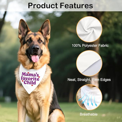 Mama's Favorite Child White Dog Bandana, Funny Photo Prop Pet Scarf Accessories - Image 3