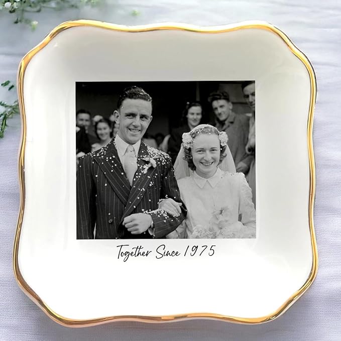 Custom Photo Ring Dish, Personalized Picture Trinket Tray, Wedding Anniversary by Anniversaree