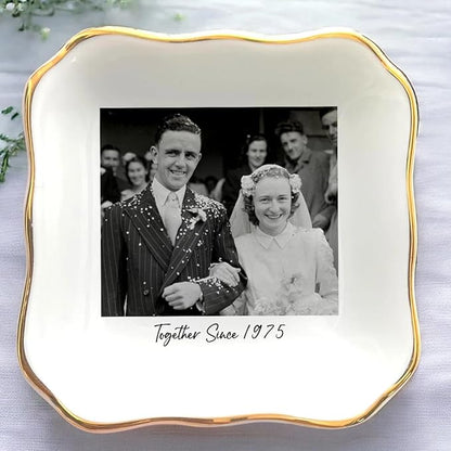 Custom Photo Ring Dish, Personalized Picture Trinket Tray, Wedding Anniversary by Anniversaree