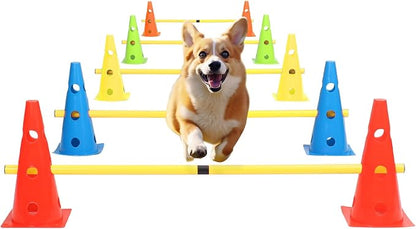Dog Jump Agility Training Set Puppy Agility Training Hurdle 10 Cones & 5 Poles by plzzree