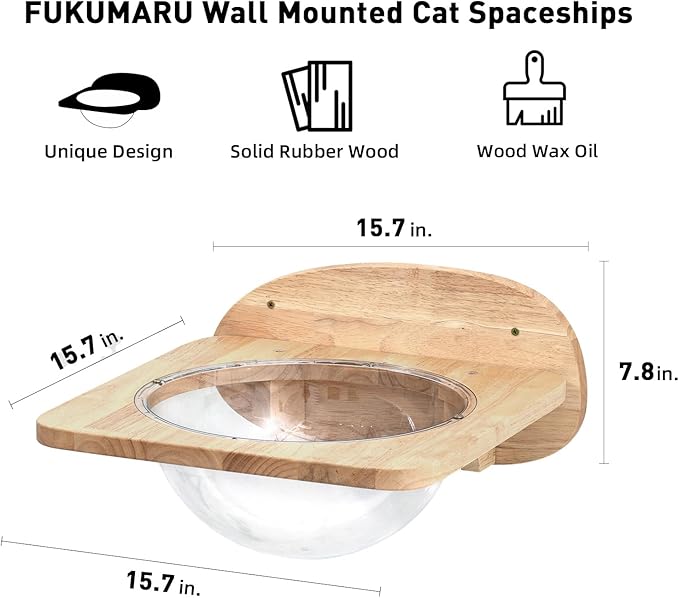 FUKUMARU Cat Wall Furniture Set, Transparent Capsule Kitten Walls Shelves - Image 2