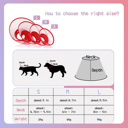 Pet Cone Recovery Dog Cone Adjustable Dog Collar Clear Padded Collar - Image 2