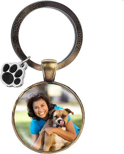 Custom Pet Photo Keychain Personalized Photo Pawprint Dog Tag Keychain Engraved - Image 5