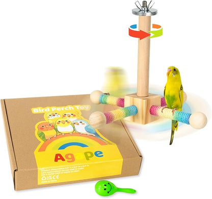 Agape Bird Toy, Parrot 360° Interactive Rotating Perch, Bird Cage Accessories by Agape