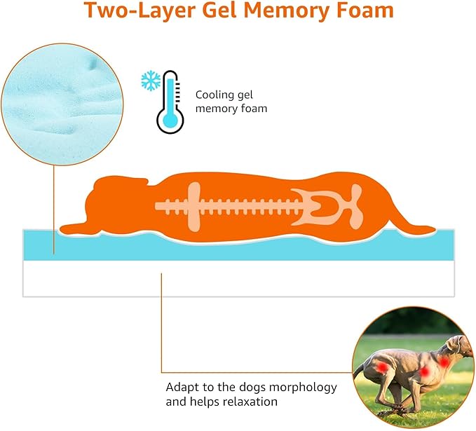 Amazon Basics Dog Bed with Cooling Gel Memory Foam, Machine Washable Removable - Image 5