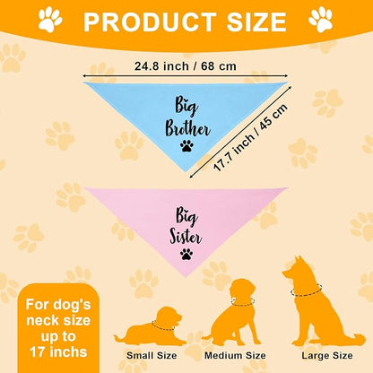 Big Sister and Big Brother Pet Dog Bandana, Triangle Scarf - Image 2