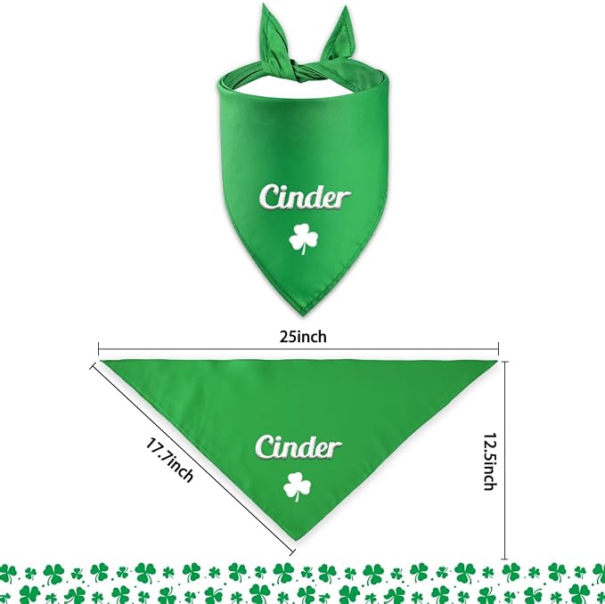 St. Patrick's Day Personalized Dog Bandana Embroidered Name Custom Neckwear Dog - Image 3