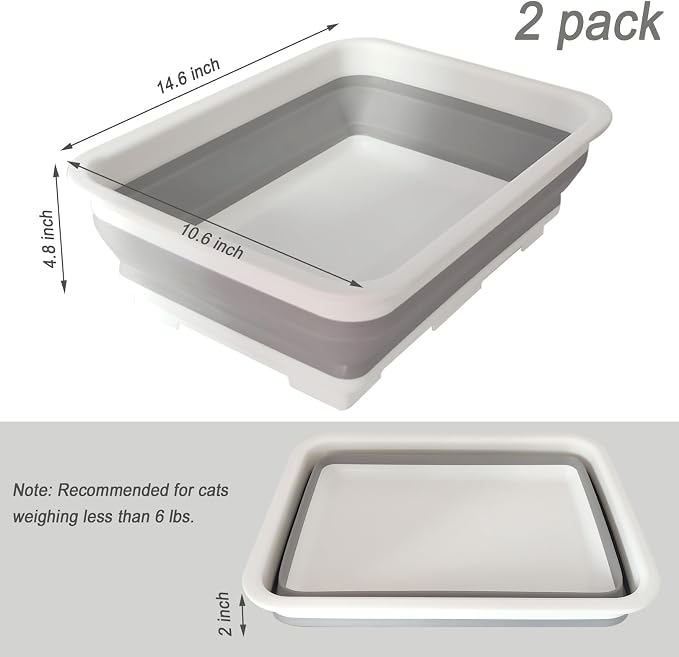 2 Pack Collapsible Small Cat Litter Box, Open Kitten Litter Potty Pan Low Entry - Image 2