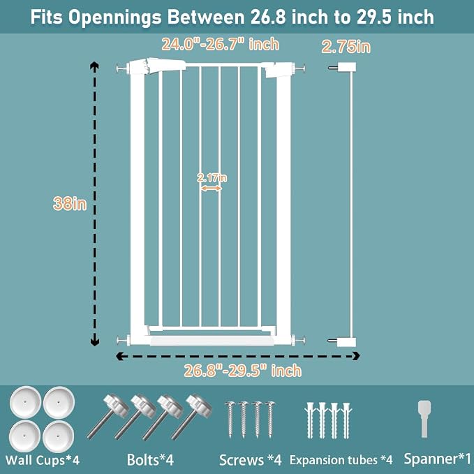 Fairy Baby Narrow Baby Gate 26.8 Inch to 29.5 Inch Wide - Image 2