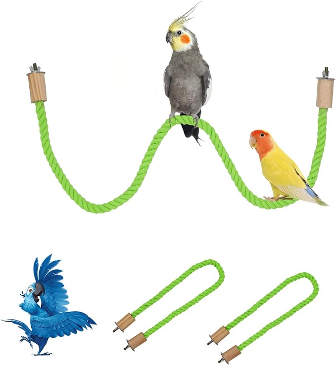2 Pack Bird Hemp Rope Perch Swing, Bird Cage Stand Pole Accessories, Paw by Dnoifne