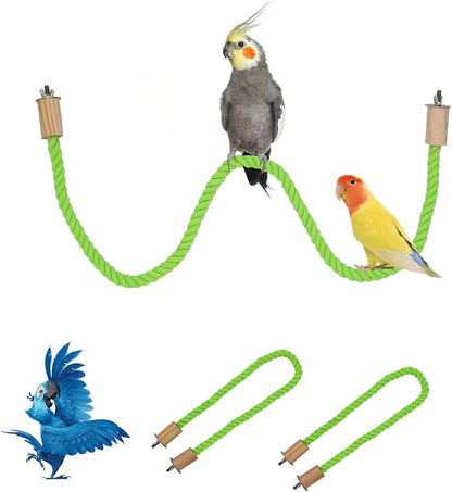 2 Pack Bird Hemp Rope Perch Swing, Bird Cage Stand Pole Accessories, Paw by Dnoifne
