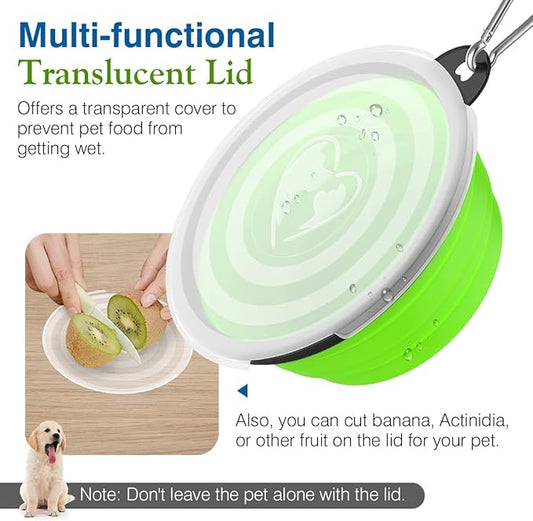 Pawaboo Collapsible Dog Bowls 2 Pack, Silicone Feeding Watering Bowls - Image 2