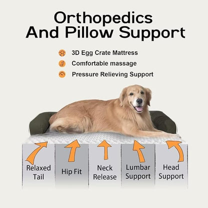 Large Dog Bed Orthopedic Washable: Orthopedic Dark Green Dog beds - Image 3