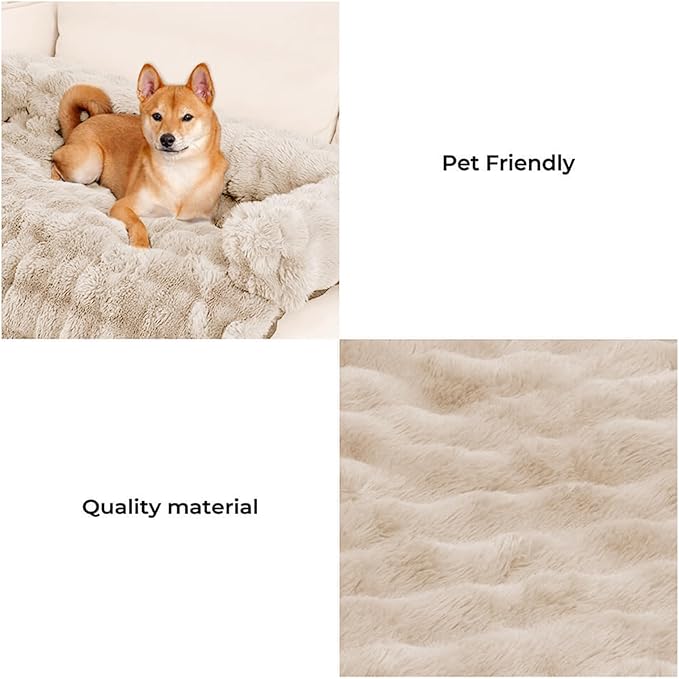 FUNNY FUZZY Pet Fluffy Plush Calming Dog Couch Bed Sofa Protector Washable Pets - Image 3