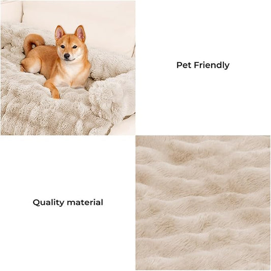 FUNNY FUZZY Pet Fluffy Fuzzy Calming Dog Couch Bed Sofa Protector Washable Pets - Image 2