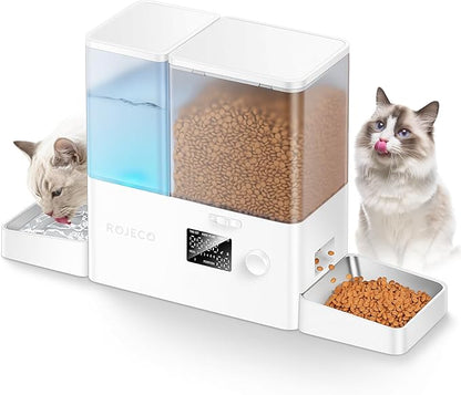 ROJECO Automatic Cat Feeder and Water Dispenser, 36Cups/8.5L 2-in-1 Stainless by ROJECO