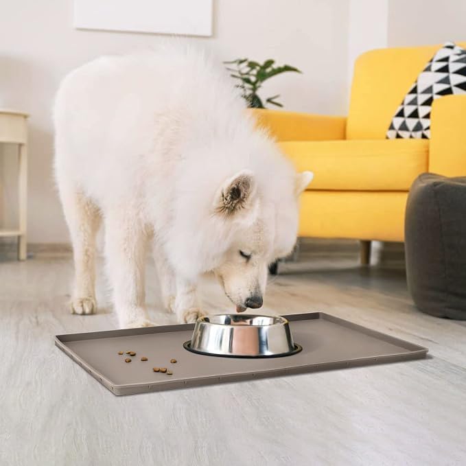 Dog Food Mat, Silicone Waterproof Food Tray, Non Slip Pet Bowl Mats Placemat - Image 7