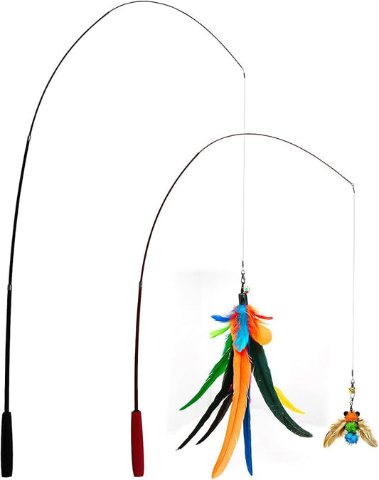 Cat Toys Interactive for Indoor Cats, Fishing Pole Toy, Retractable Cat Wand - Image 2