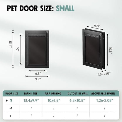 All Aluminum Cat Door Interior Door Black 3 Flaps, - Image 7