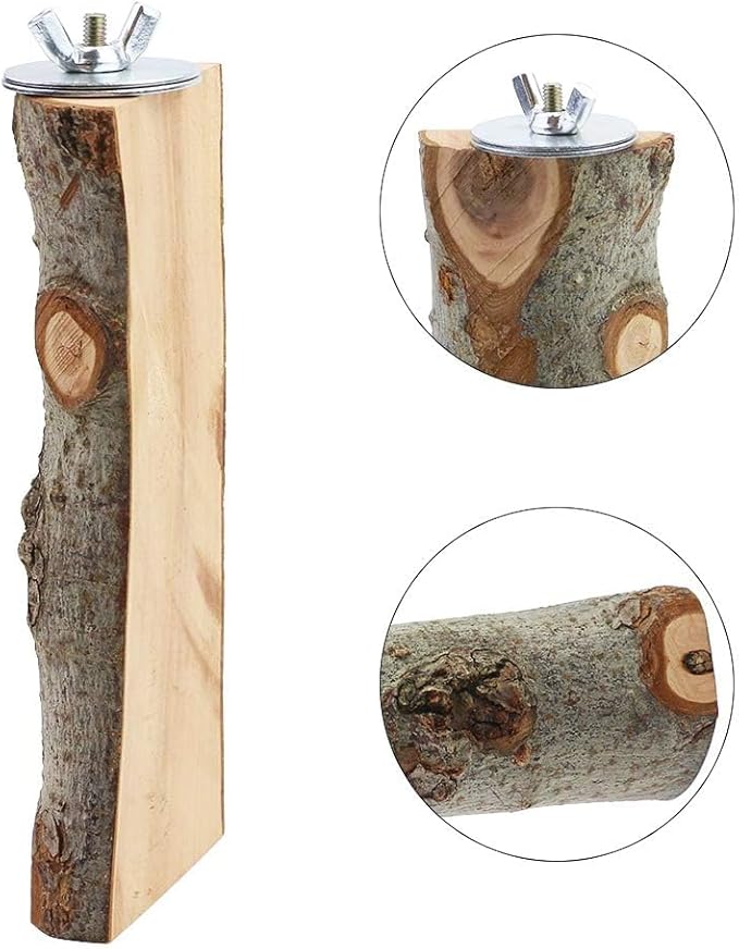 BILLIOTEAM 4 Pack Natural Wood Bird Perch Parrot Stand Branches Fork Toys - Image 3
