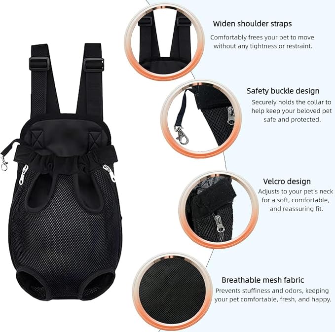 Pet Dog Carrier Backpack, Portable Breathable Mesh Chest Carrier, Polyester - Image 4