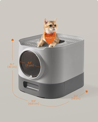Feandrea Cat Litter Box with Lid, XL Enclosed Litter Box with Slide-Out Tray - Image 6