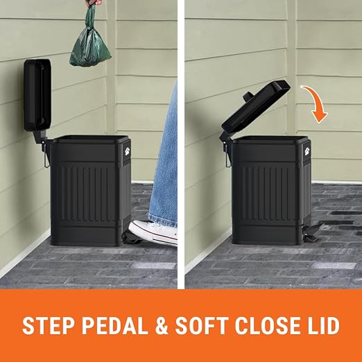 Pupzle Small Dog Poop Trash Can Outside, 1.3 Gal Metal Dog Waste Trash Can - Image 9