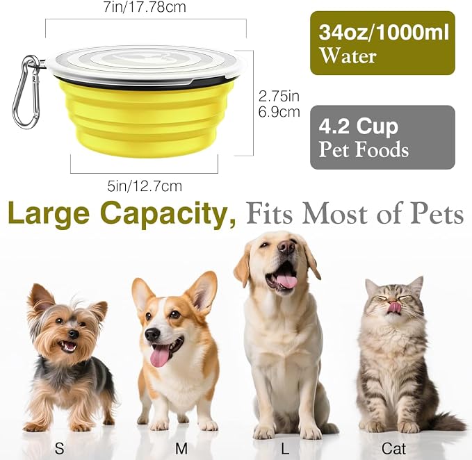 Pawaboo Collapsible Dog Bowls 2 Pack, Silicone Feeding Watering Bowls - Image 3