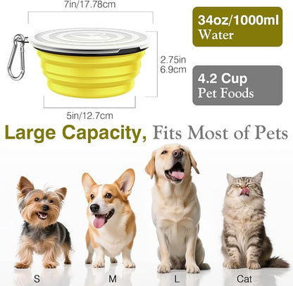 Pawaboo Collapsible Dog Bowls 2 Pack, Silicone Feeding Watering Bowls - Image 3